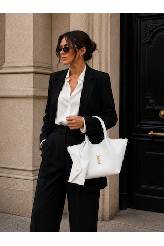Vulapari Beyaz Ysl Model Kadın El Ve Omuz Çantası