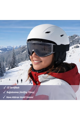 Kayak Gözlüğü Füme Ventilli Güneş Kar Koruyucu Gözlük Uv Korumalı Snowboard Glasses Gözlük Füme
