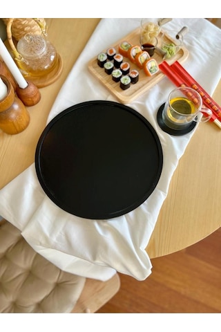 Siyah Ahşap Supla Amerikan Servisi Ve Bardak Altlığı 2'li Takım Siyah
