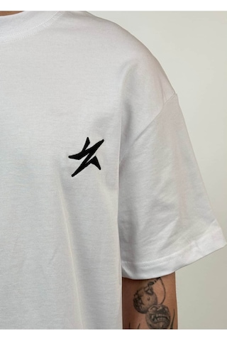 Zaee Star Nakışlı Oversize Tişört Beyaz