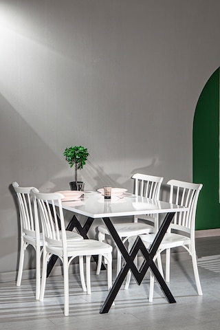 Violet Home Mutfak Sandalyesi 4 Adet - Beyaz