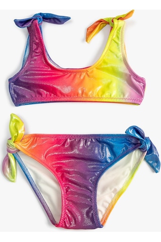 Koton Bikini Takımı Parlak Çok Renkli 2 Parça Pembe Desenli 3skg00001bm 3SKG00001BMA04 Pembe