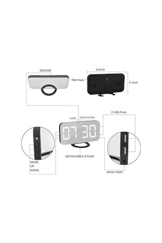 Trendooze Yüksek Ve Tasarımlı Şık Sesli Saat, Modern Dijital Çalar Ayna Lh