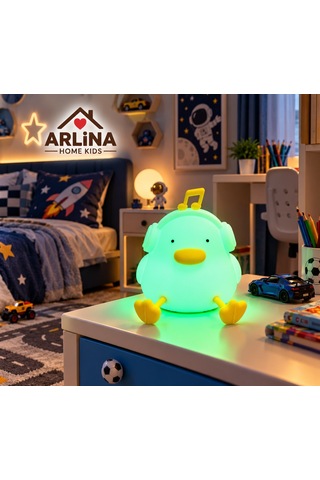 Sevimli Ördek Gece Lambası Rgb Renk Değiştiren Dokunmatik Silikon Bebek Çocuk Odası Şarjlı Led