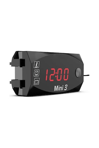 Gerilim Saati Ve Sıcaklık 3'ü 1 Arada Led Elektronik Metre Büyük Ekran Dijital Ekran Su Geçirmez Ve Toz Geçirmez Voltmetre Kırmızı Işık Kırmızı