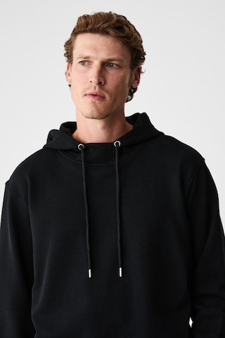 Grimelange Alessıo Erkek %100 Pamuk Kapüşonlu Kordon Detaylı Oversize Fit Siyah Sweatshirt siyah