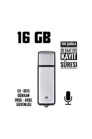USB Ses Sensörlü Dijital 16 GB Mini Ses Kayıt Cihazı