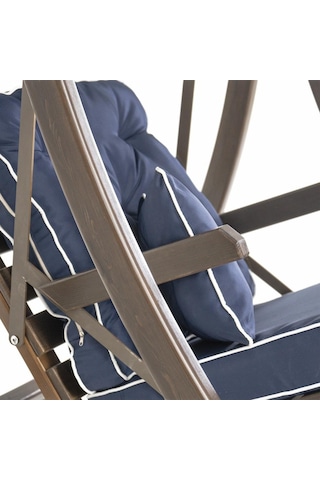Teras Tekli Ladin Ahşap Salıncak Dış Mekan Bahçe, Teras Salıncağı -lacivert Lacivert