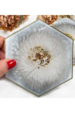 4 Lü Epoksi Bardak Altlığı - 111 Gri