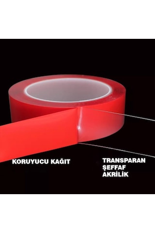 Çift Taraflı Bant Şeffaf Silikon Bant 5mt 40 Mm