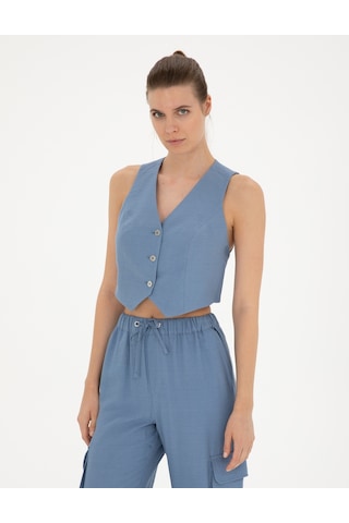 Pierre Cardin Kadın İndigo Yelek Dokuma 50288563-vr028 Indigo