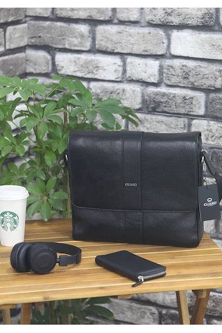 Guard Siyah Hakiki Deri Spor Model Omuz Askılı Evrak Ve Laptop Çantası // Grd260725wt1546 Diğer