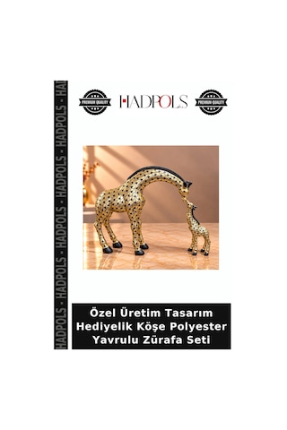 Özel Üretim Tasarım Hediyelik Köşe Polyester Yavrulu Zürafa Seti