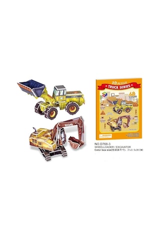 Excavator İş Makinesi 66 Parça 3d Puzzle - Truck Serisi Magic Puz