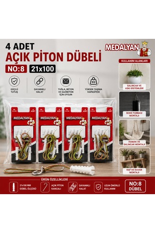Medalyan Dl-28 Açık Piton Dübelli - 21x100 Mm 4 Adet