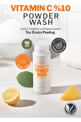 Derma Factory %10 C Vitamini İçeren Toz Enzim Peeling Derma Factory Vitamin C Powder Wash Yüz Peelingi 50gr