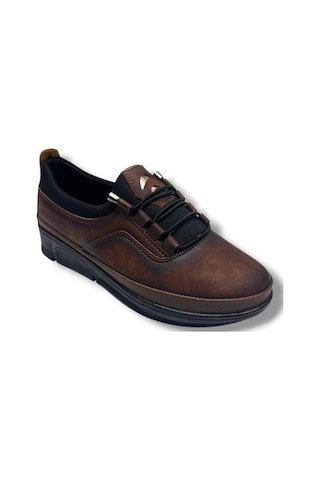 Mehtap 1170-26 Yağlı Deri Anatomik Slip On Comfort Kadın Ayakkabı Taba