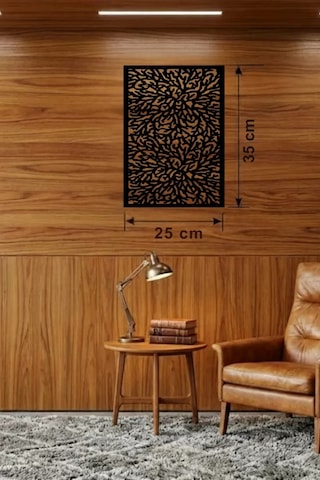 Soyut Mercan Ve Hücre Dokulu Ahşap Duvar Tablosu - 25x35 Cm Lazer Kesim Dekoratif Pano Renkli