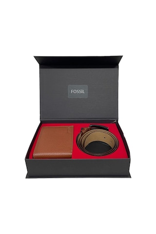 Fossil Cüzdan 1826 & 3,5 Cm Hakiki Deri Kemer Seti 130 Cm Taba