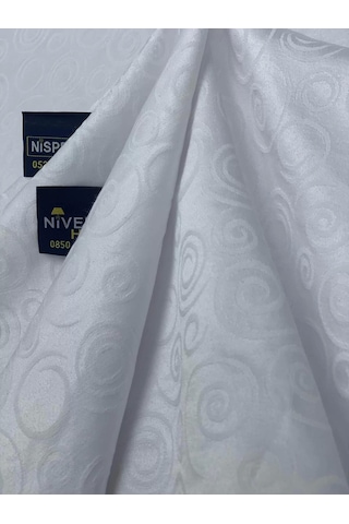 Nivemeshome 140x240 Beyaz Daire Sembol Leke Tutmaz Masa Örtüsü Beyaz