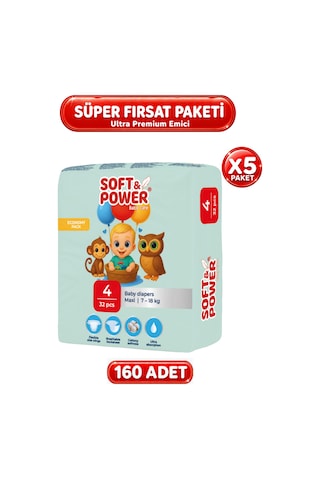 Bebek Bezi No:4 Maxi 7-18 Kg 32'li 5 Paket 4 Numara