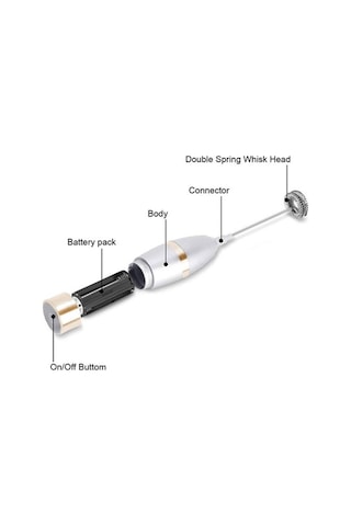 Dancemonkey 2 Adet Elektrikli Süt Köpürtücü Paslanmaz Çelik Mikser, Silikon Kapaklı Beyaz