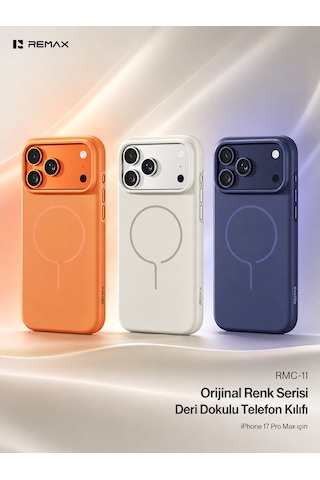Remax Apple iPhone 17 Pro Max Magsafe Uyumlu Metal Tuşlu Premium Kılıf Rmc-11 Mavi