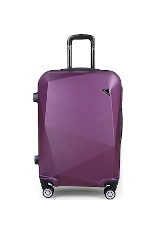 Polo&Sky Elmas Model Mor Renk Orta Boy Valiz Bavul Mor