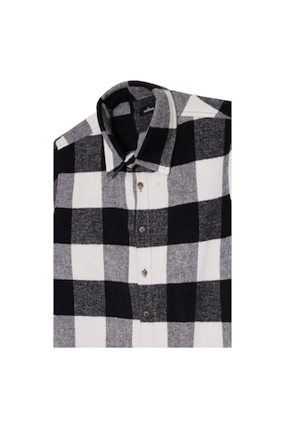 Tudors Erkek Slim Fit Dar Kesim Kareli Kışlık Oduncu Gömlek-42335 Siyah