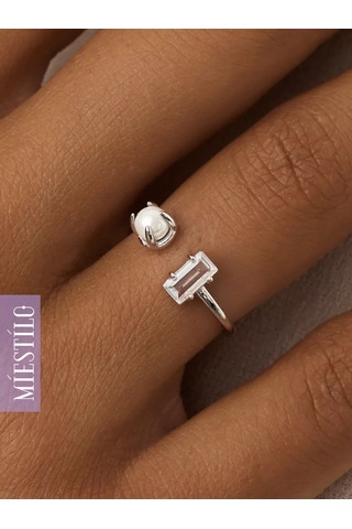 Miestilo 925 Ayar Gümüş Ayarı Ayarlanabilir Mücevher Yüzüğü 242224461 Beyaz