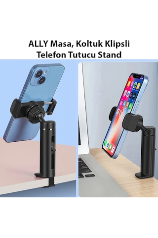 Ally Masa Koltuk Klipsli Telefon Tutucu Stand- 5775 Siyah