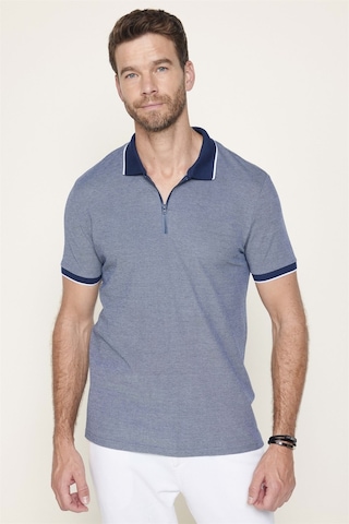 Tudors Erkek Slim Fit Dar Kesim Pamuklu Fermuarlı Lacivertvert Polo Yaka Tişört-27589-Lacivertvert Lacivert