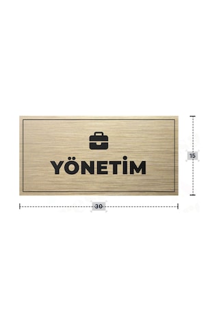 Yönetım Yazılı - Metal - Gold Renk - Kapı İsimliği - 30x15 Cm