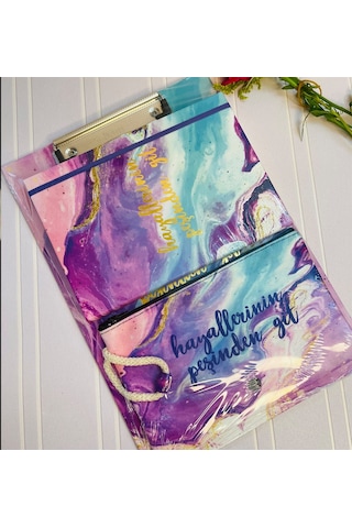 Hayallerinin Peşinden Git Tasarımlı Sekreterlik Kalemlik Mor Renk