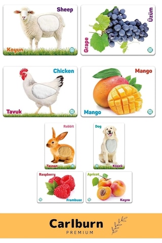 Özel Üretim Görsel Algı Eğlenceli Öğrenme Eğlenceli Dokun Hisset Çiftlik Hayvanları Ve Meyveler