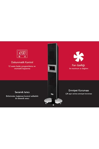Simfer Sr2500 Single X Karbon Serisi Ip65 Suya-toza Dayanıklı Siyah Uzaktan Kumandalı İç/dış Mekan Isıtıcı