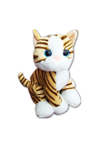 Sevimli Peluş Kedi Oyuncak Kahverengi Sarı 28 CM