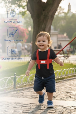 Babyjem Çocuk Yürüme Yardımcısı Güvenlik Kemeri Kırmızı