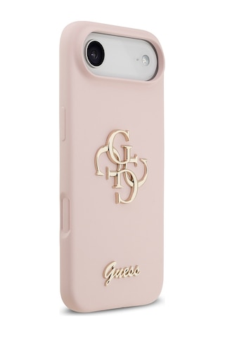 Apple Uyumlu iPhone 17 Air Kılıf Guess Lisanslı Grained Yazı Logolu Kapak Pembe