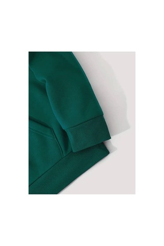 Medinenur Erkek El Yazılı Baskılı Kapüşonlu Sweatshirt Yeşil