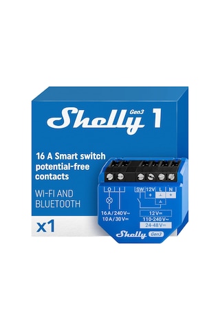 Shelly 1 Gen3 / Wlan Akıllı Şalter Rölesi, Kuru Kontaklı, Işık Şalteri, Ev Otomasyonu, Alexa Ve Google Home İle