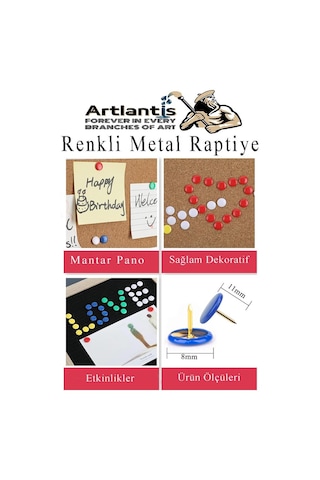 Renkli Raptiye 50 Adet 1 Paket Pvc Kaplı Başlıklı Raptiye Plastik Yuvarlak Düğmeli Raptiye Pano Okul Ofis Büro Ev