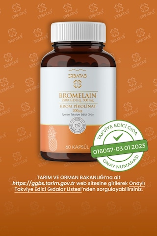 Erbatab Bromelain & Krom Pikolinat 60 Kapsül