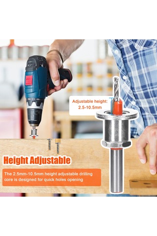 Maiyame 8mm Saplı Karbür Malzeme Ahşap Delici, 2.5-10.5mm Yükseklik Ayarlanabilir, Otomatik Kazı Makinaları İle Uyumlu, 8 8 3.2mm Tipi Delme Ucu