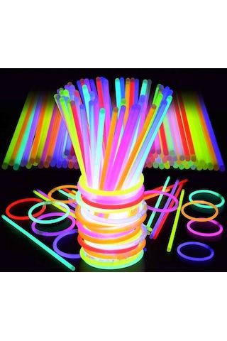 Neon Glow Stick Işıklı Fosfor Çubuk Işıklı Bileklik 200 Adet Işıklı Kolye Işıklı Çubuk Neon Işık Çok Renkli