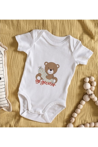 Bitmeyenkartus Bk Kids Sevimli Ayı Tasarımlı Bebek Body Zıbın - Model 1 Çok Renkli