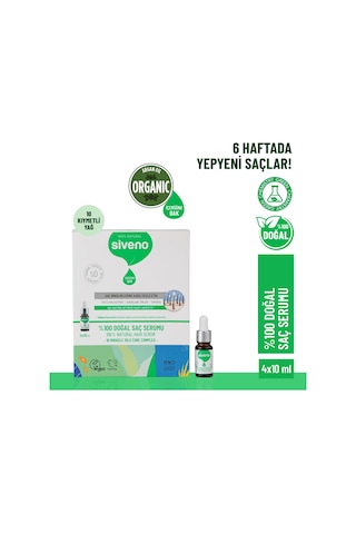 Siveno %100 Doğal Onarıcı Yoğunlaştırıcı Bakım Serumu Bitkisel Yıpranmış ve Dökülen Saçlara Özel 4 x 10 ML