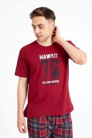 Tampap 2170-k Kısa Kollu Baskılı Erkek Pijama Takımı Kırmızı