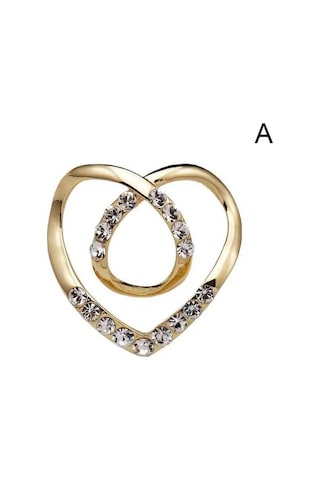 Altın Kadın Metal Taklidi Eşarp Kalp Eşarp Broş Klip Tişört E7u0 Altın