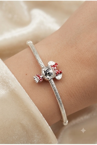 Kadın Minnie Mouse Gümüş Charm
